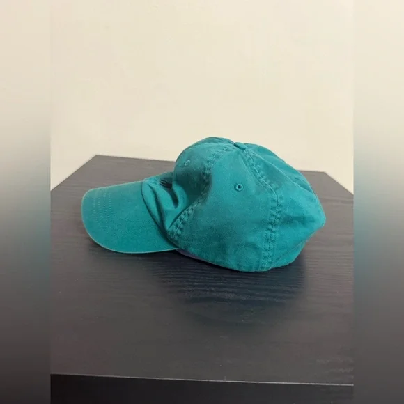 POLO Ralph Lauren Vintage Classic Leather Strap Adjustable Teal Green Hat Cap - Picture 3 of 4